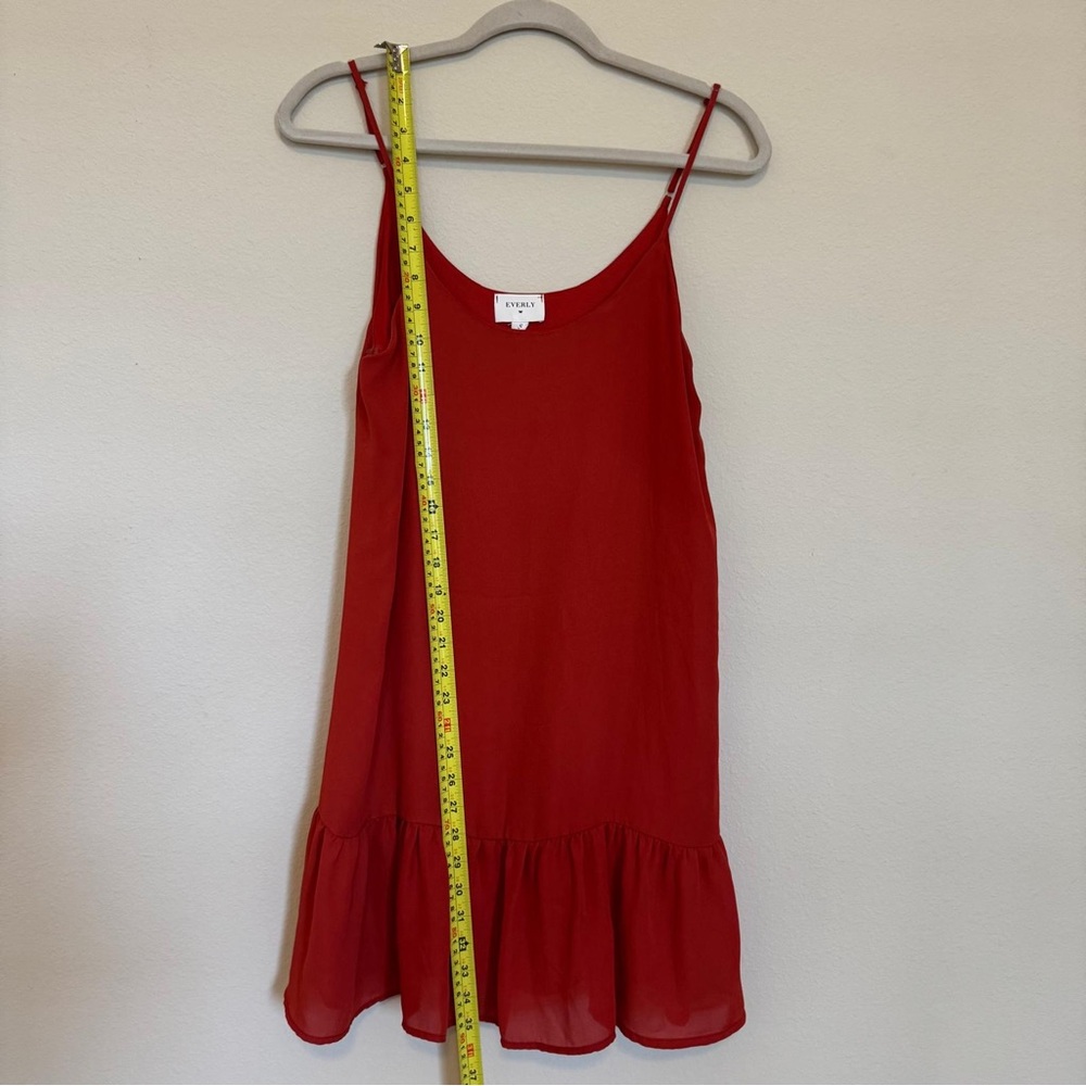 Everly | Brick Red Ruffle Hem Slip Dress | Size Small